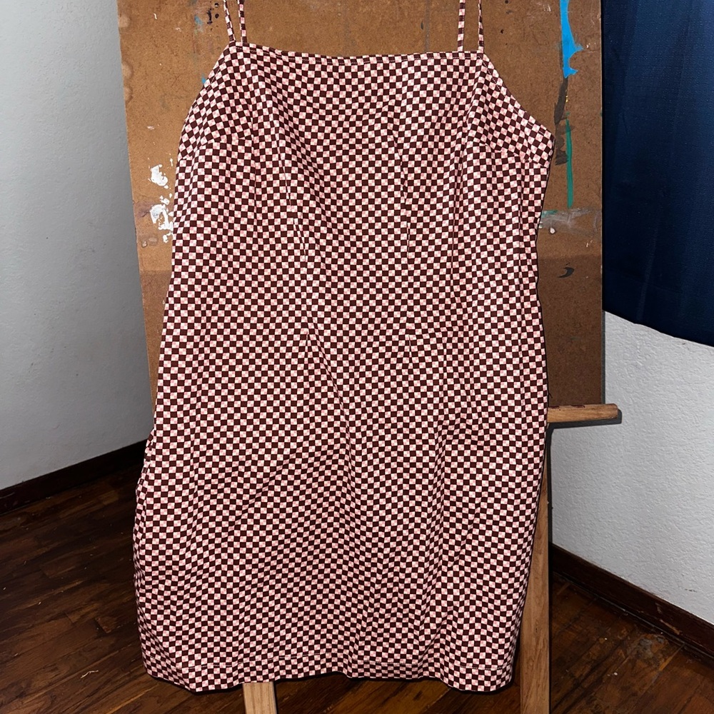 Levi’s Brown and Pink Checkered Fitted Dress